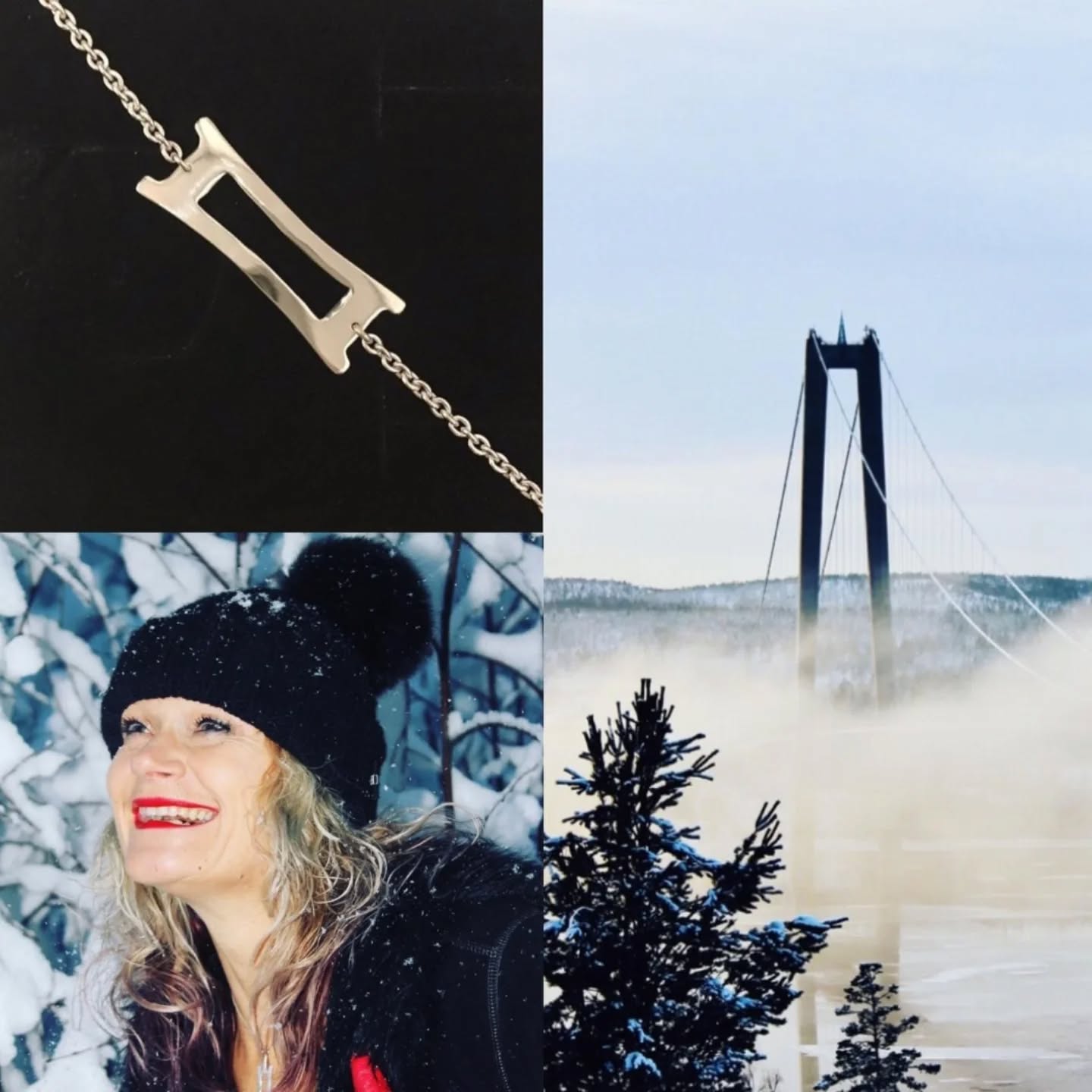 Jag är ingen proffsfotograf men sjukt nöjd med min bild på Höga Kusten Bron. Dimman som kom in. 
Du hittar min inspiration av vårt vackra landmärke i webshopen.